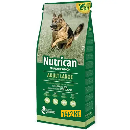 Сухой корм премиум класса Nutrican Large для взрослых собак крупных пород 15+2 кг (nc507023)