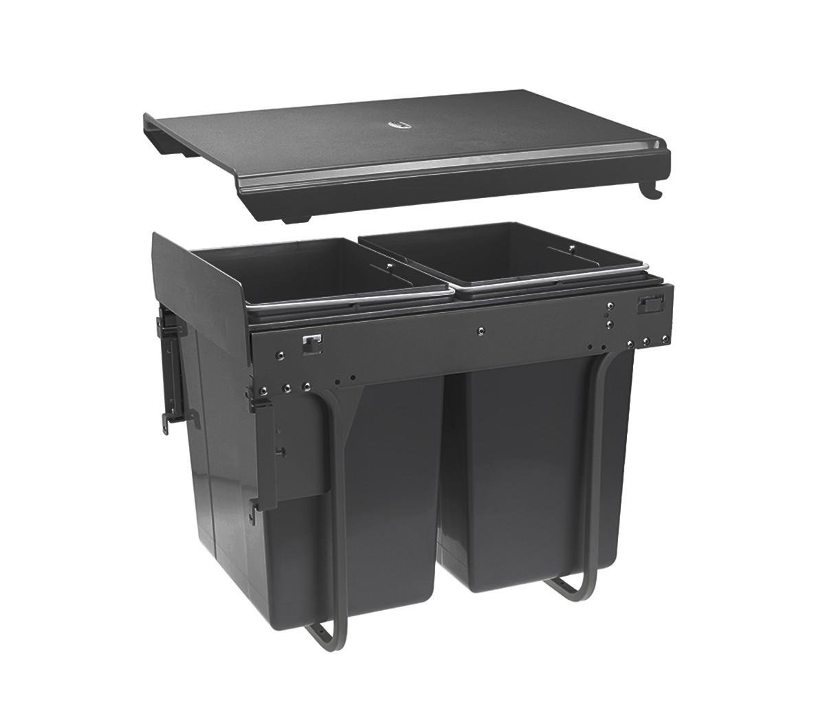 Ведро для мусора GTV PRACTI ECO с креплением к фасаду 400 мм 2х20 л (PB-45-MF002X20-60A)