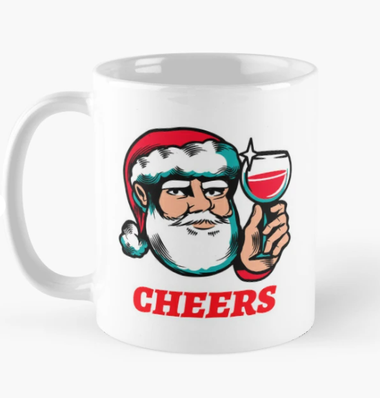 Чашка керамічна з принтом Cheers Santa 330 мл Білий