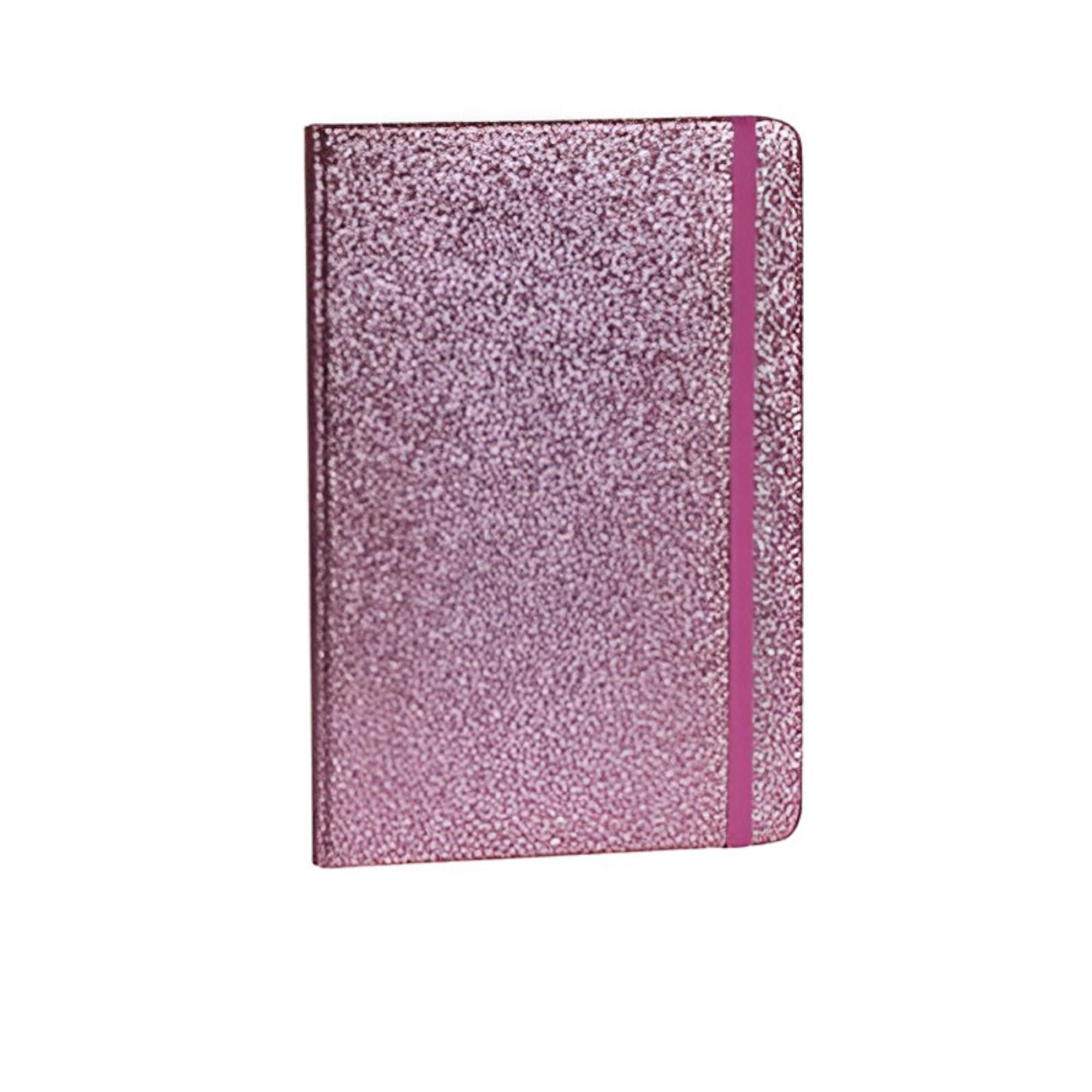 Блокнот на резинке Stenson Shine с блестками А6 105x148 мм 80 листов Розовый (WW01497ST)
