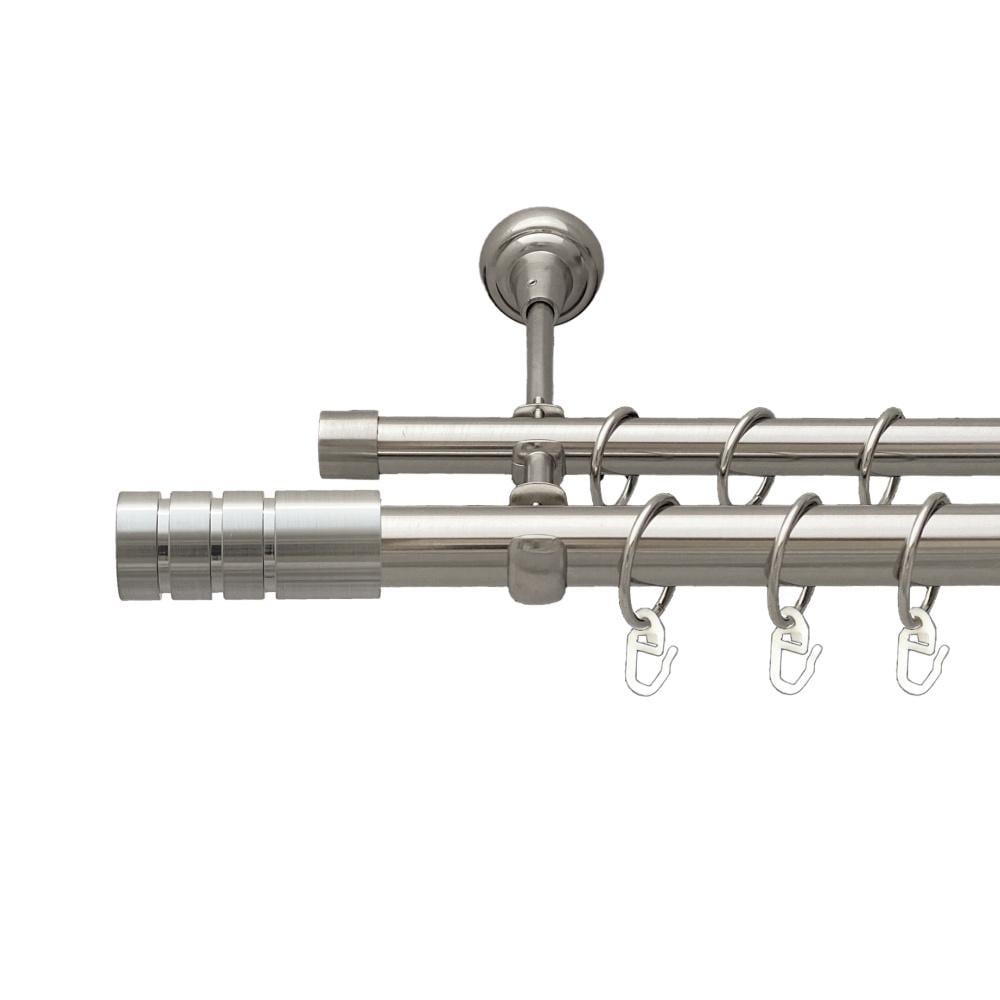 Карниз Orvit Модуло металевий дворядний відкритий гладка труба кільце металеве 25/19 мм 300 см Нержавіюча сталь (00-00026640)