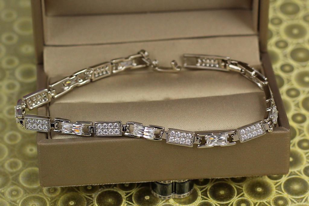 Браслет Xuping Jewelry Гравий с камнями 19 см х 5 мм Серебристый (1995754342)