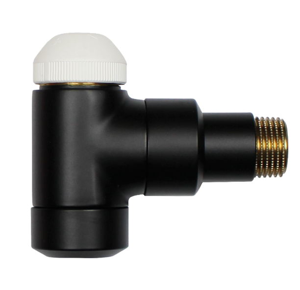 Клапан термостатичний кутовий Herz TS-90 DE LUXE з плавним відкритим попереднім налаштуванням 1/2" DN 15 Чорний матовий (1792449)