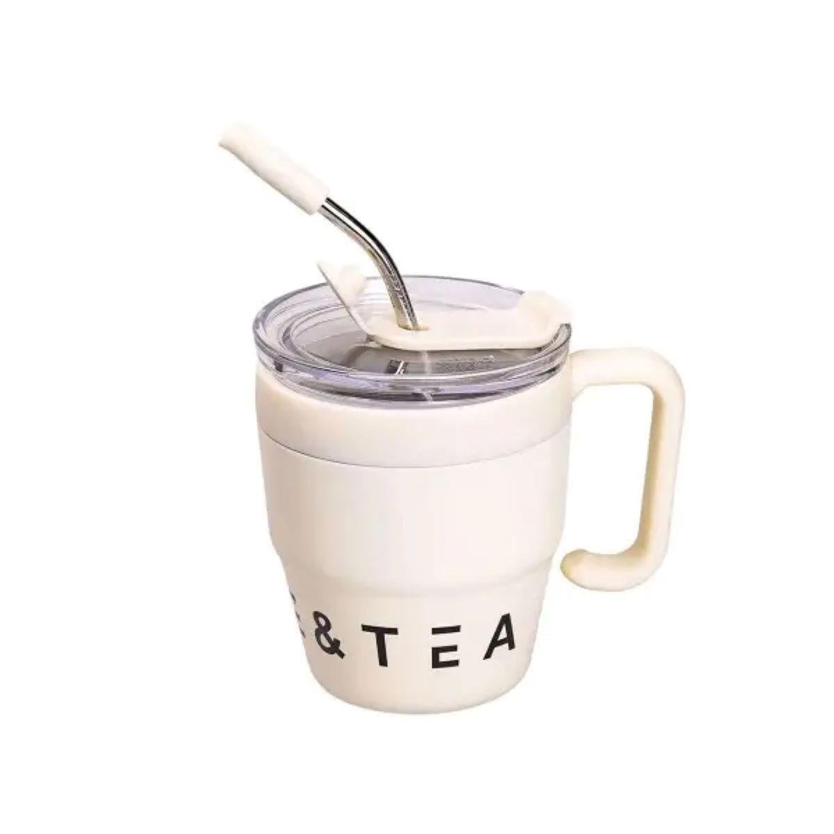 Термокружка Coffee&Tea с трубочкой Бежевый (5481) - фото 3