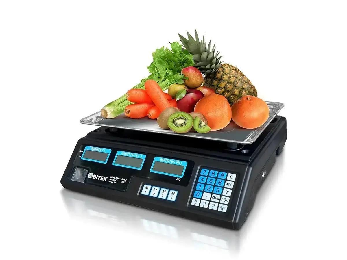 Весы электронные торговые 4 В BITEK BT-208TP 6940 с калькулятором и дисплеем 55 кг