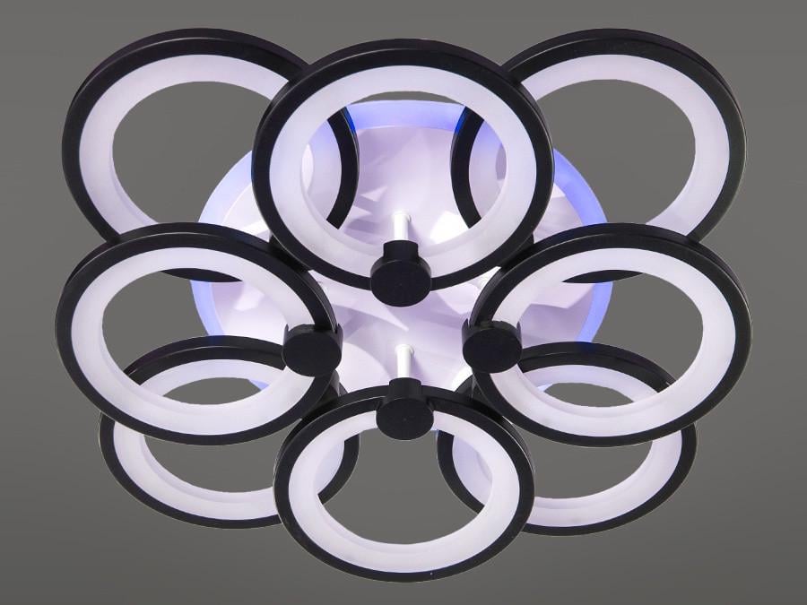 Люстра потолочная для зала 8022-4+4BK-LS с диммером и LED подсветкой 150W на 22 м2 (1494930507)