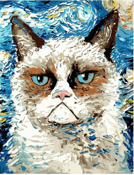 Картина по номерам Brushme Сердитый кот в стиле Ван Гога 40х50 см (GX8093)