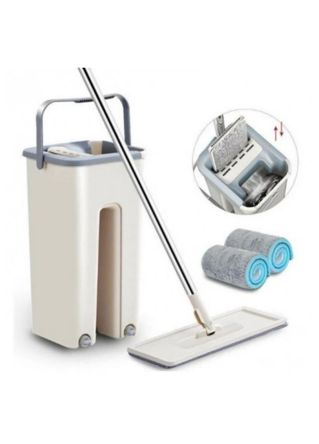 Швабра-лентяйка Hand Free Cleaning Mop 2в1 с автоматическим отжимом 5 л Бежевый (4488228) - фото 2