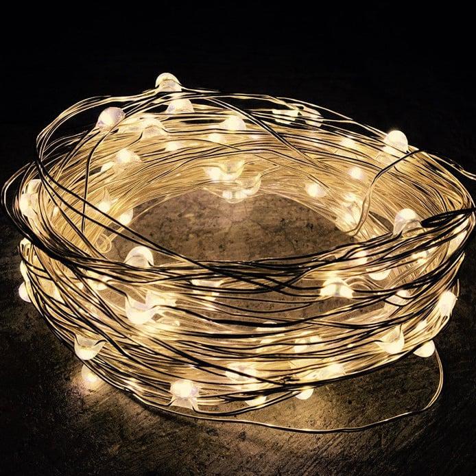 Светодиодная гирлянда-нить Xmas Капля росы 20 м 200 LED медная проволока 220 В Теплый белый