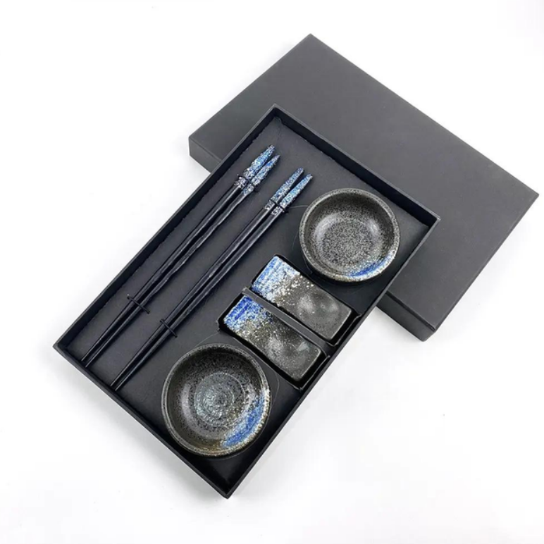 Набор посуды для суши и ролов в японском стиле керамический Черный