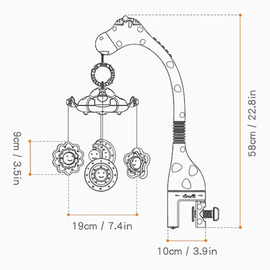 Мобиль на кроватку Tumama Жираф с проекцией и музыкой Желтый - фото 9
