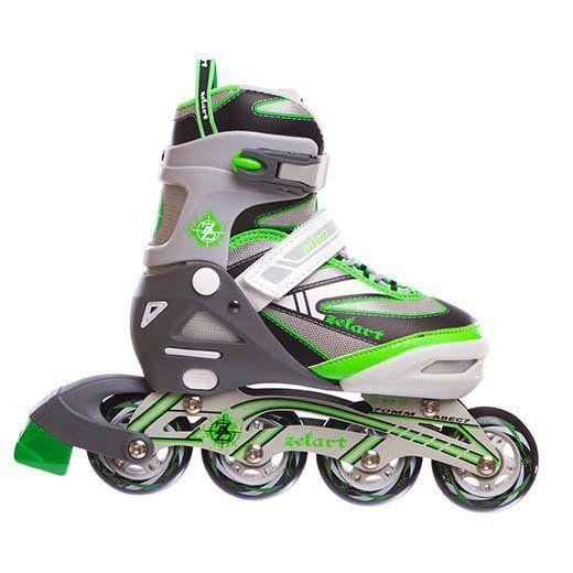 Роликовые коньки Candy Z5104 раздвижные р. 39-42 Серый/Зеленый (60363088)