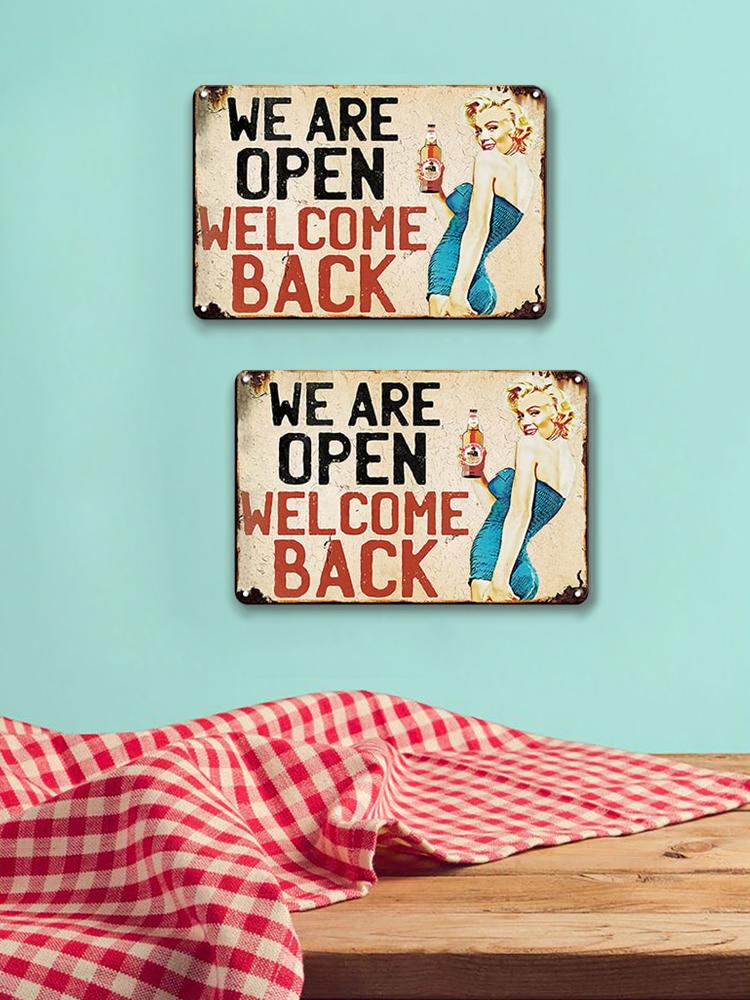 Табличка для бара We Are Open Welcome Back металлическая 20х30 см (VA-1430293511) - фото 2