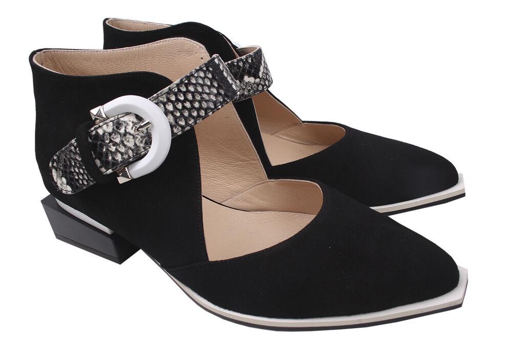 Туфли на низком ходу женские Aquamarin из замши р. 38 Черный (1776-20DTH)