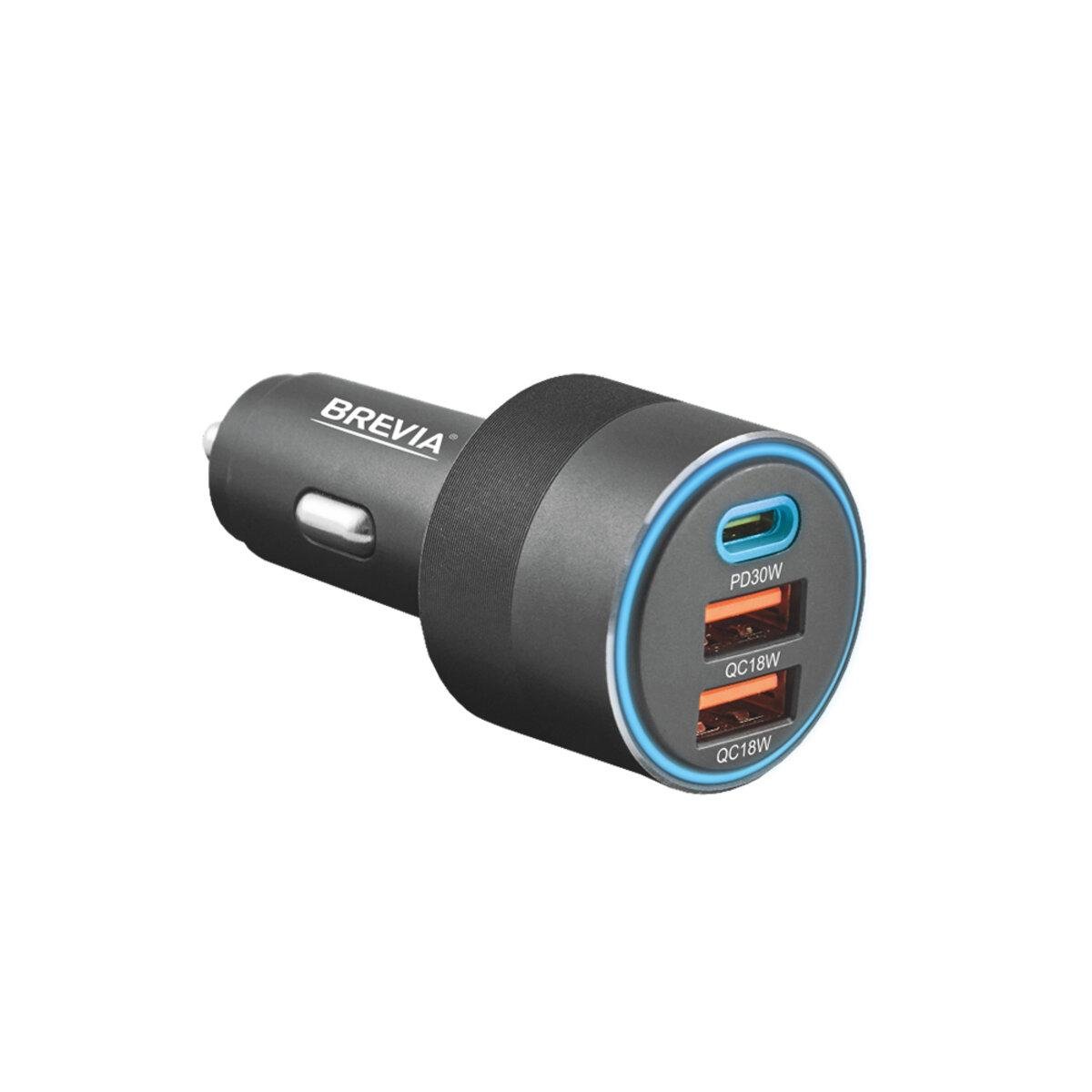 Устройство автомобильное зарядное Brevia ePower TriCharge 66W 1xUSB-C+2xUSB-A Черный