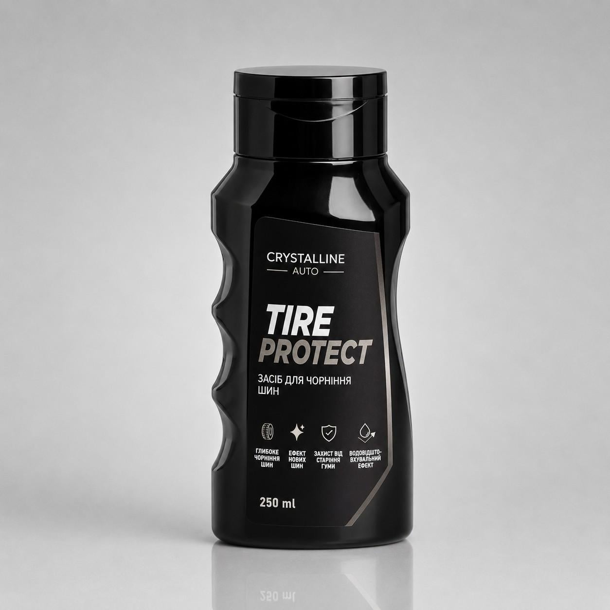 Чернитель шин для авто TIRE PROTECT восстановление черного цвета защита и водоотталкивающий эффект 250 мл