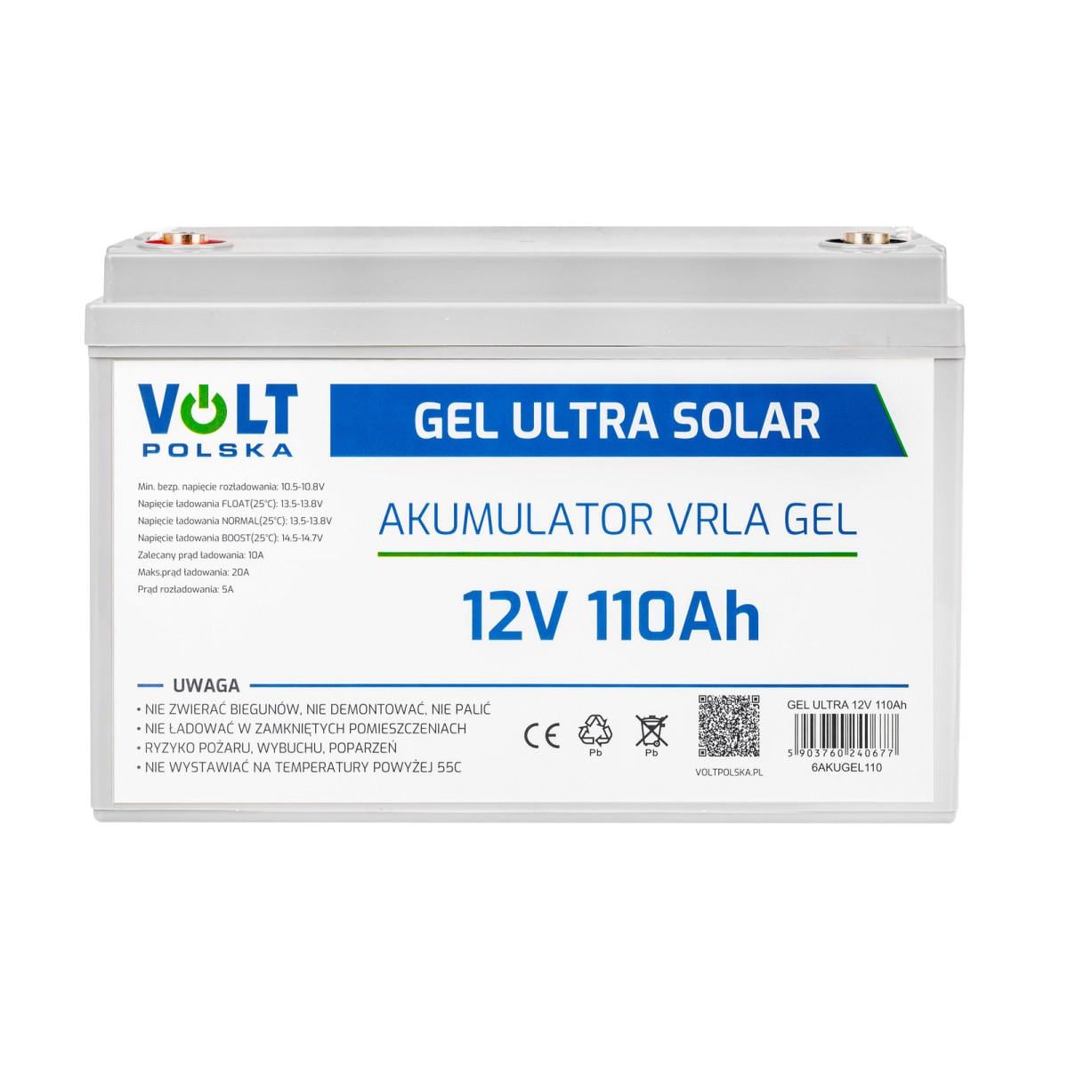 Аккумулятор гелевой Volt Polska VPRO Premium VRLA 12V 110 Ah (6AKUGEL110)