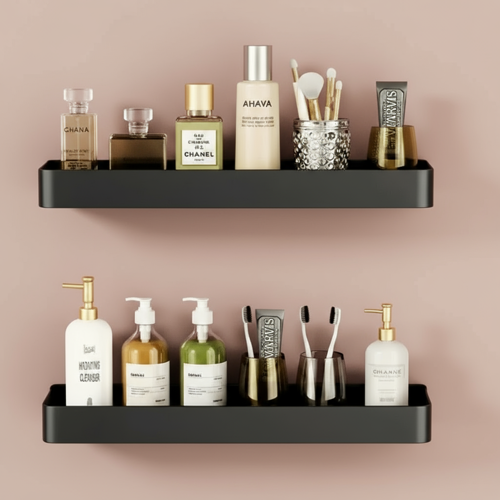 Набір полиць для ванної Lighty 40 см Чорний (00120_2) - фото 2 Набір полиць для ванної Lighty 40 см Чорний (00120_2) - фото 2