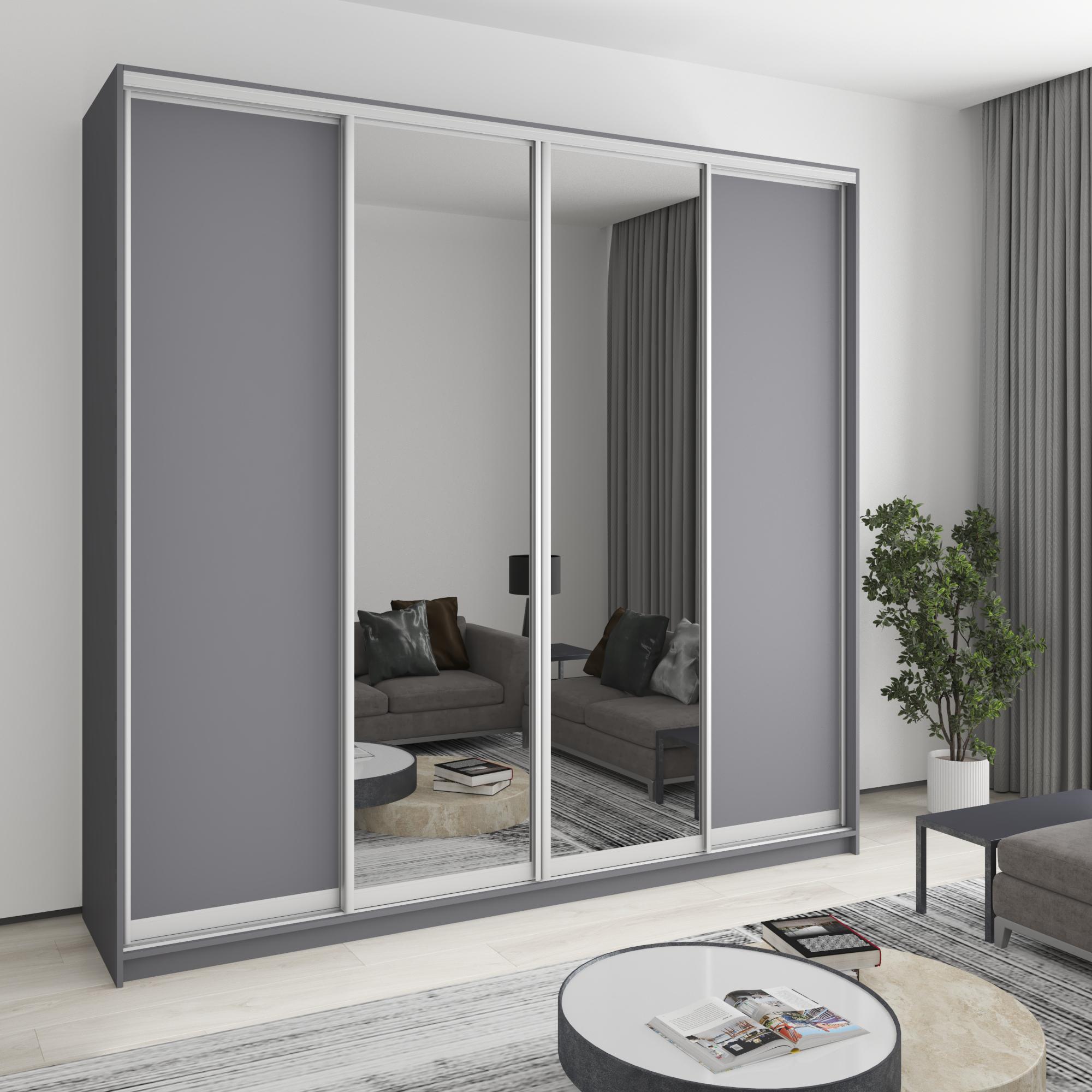 Шкаф-купе четырехдверный MebelStar Комбо AL 2 ДСП/2 зеркала 250x60x240 см Антрацит (MBS-13334) Шкаф-купе четырехдверный MebelStar Комбо AL 2 ДСП/2 зеркала 250x60x240 см Антрацит (MBS-13334)
