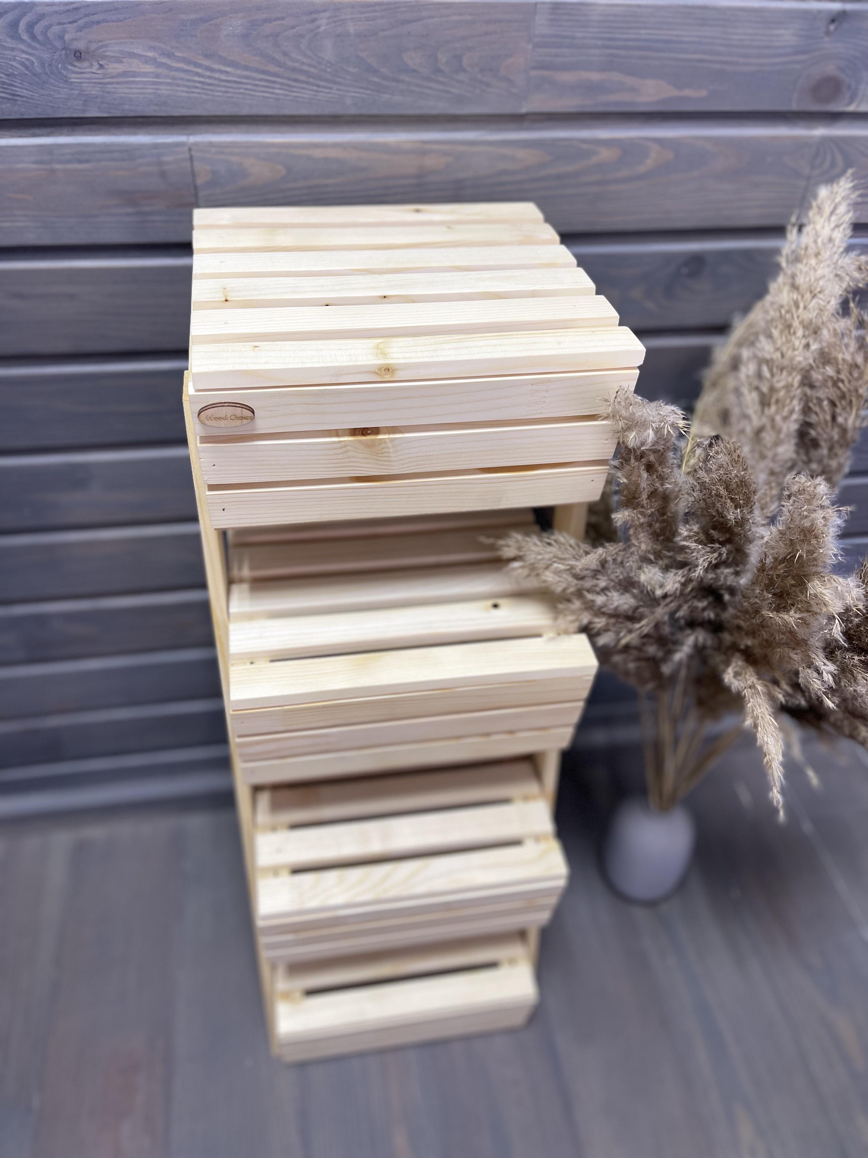 Ящик-фруктовница деревянный эко с крышками 4 яруса (232)