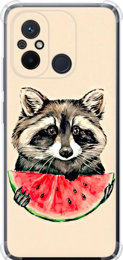 Чехол на Xiaomi Redmi 12C Енотик с арбузом (4605sp-2962-42517)