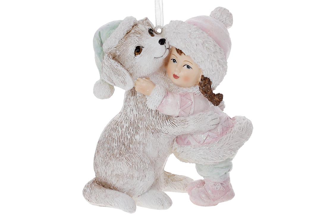 Фигурка декоративная на подвесе BonaDi Девочка с щенком 10 см (K07-310)