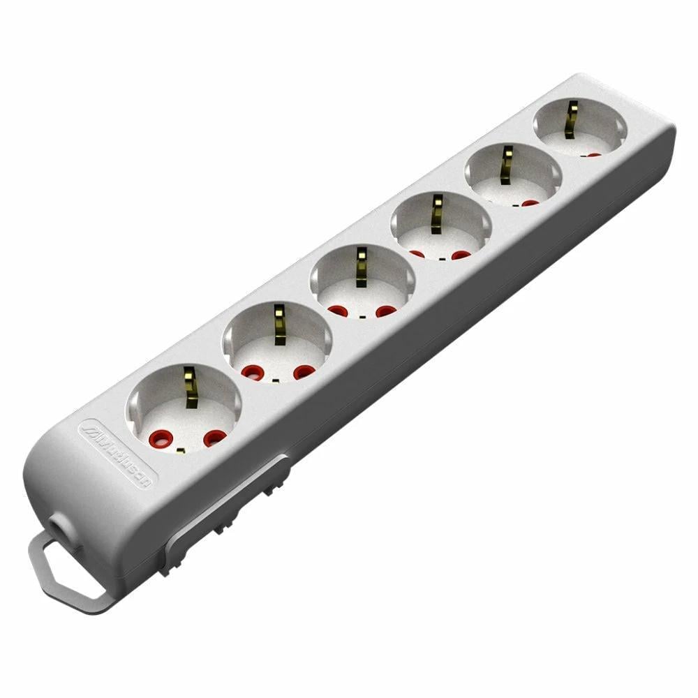 Колодка Mutlusan 6 гнізд з заземленням зі шторками (49-12-16)