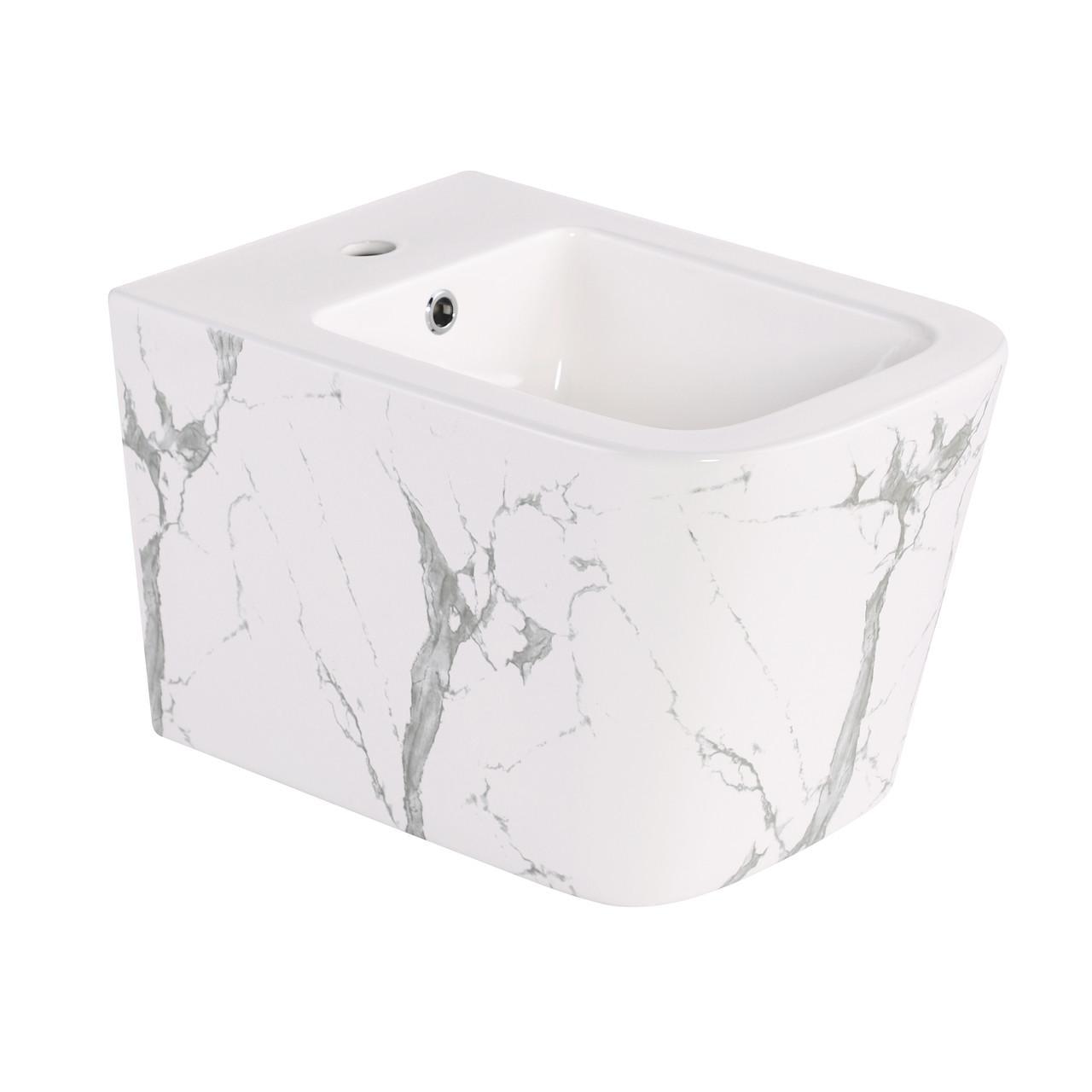 Біде підвісне Qtap Tern 520x350x330 мм Marble (QT17551303GMR)