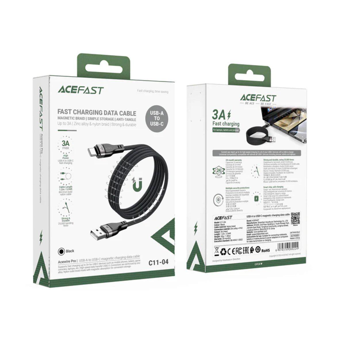 Кабель магнітний C11-04 USB-A to USB-C 1,2 м Black (26712064) - фото 5
