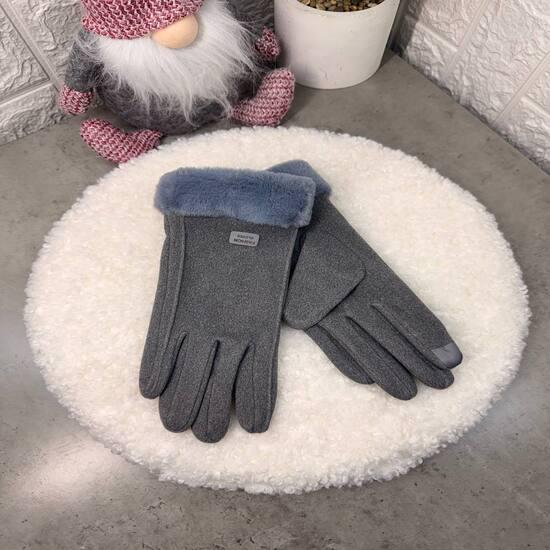 Перчатки женские зимние замшевые Серый (VLD303) - фото 6