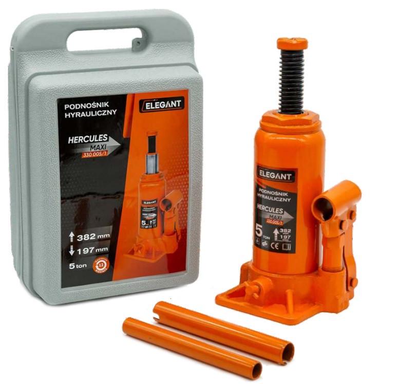 Домкрат гидравлический вертикальный Elegant Plus в пластиковом кейсе 5 т 197-382 мм (EL 330 005/1)