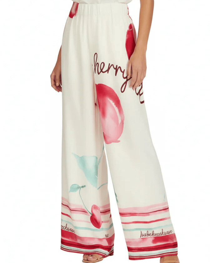 Брюки льняные женские Isabel Beachwear 36299 М-принт (Maxi-pants-cherry)