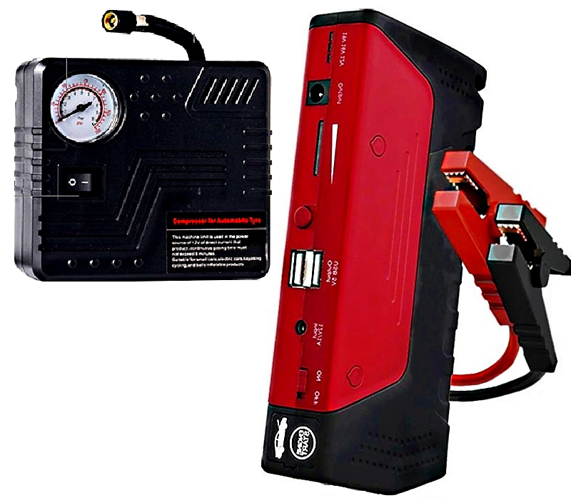 Пуско-зарядное устройство для машины Car jump starter 20000mAh 2хUSB фонарик/компрессор