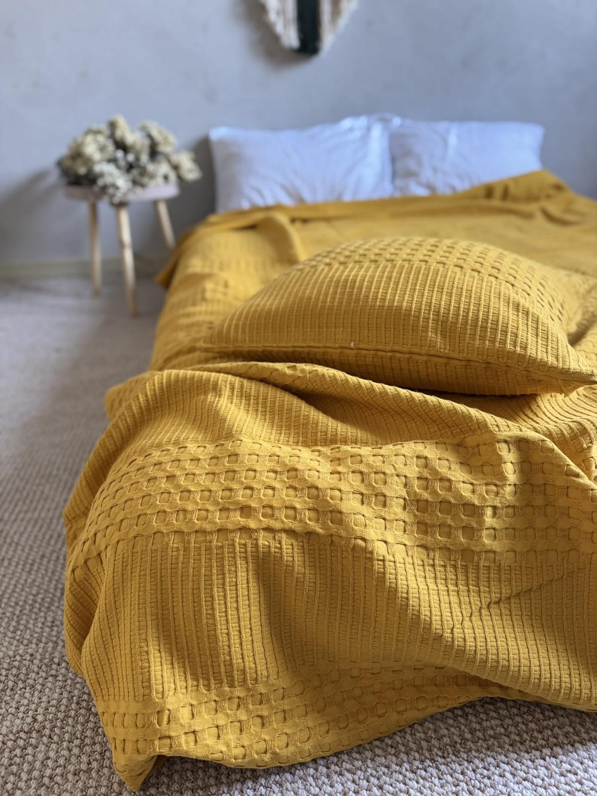 Покривало вафельне Марокко 200х230 см Гірчичний (18093962) - фото 7 Покривало вафельне Марокко 200х230 см Гірчичний (18093962) - фото 7
