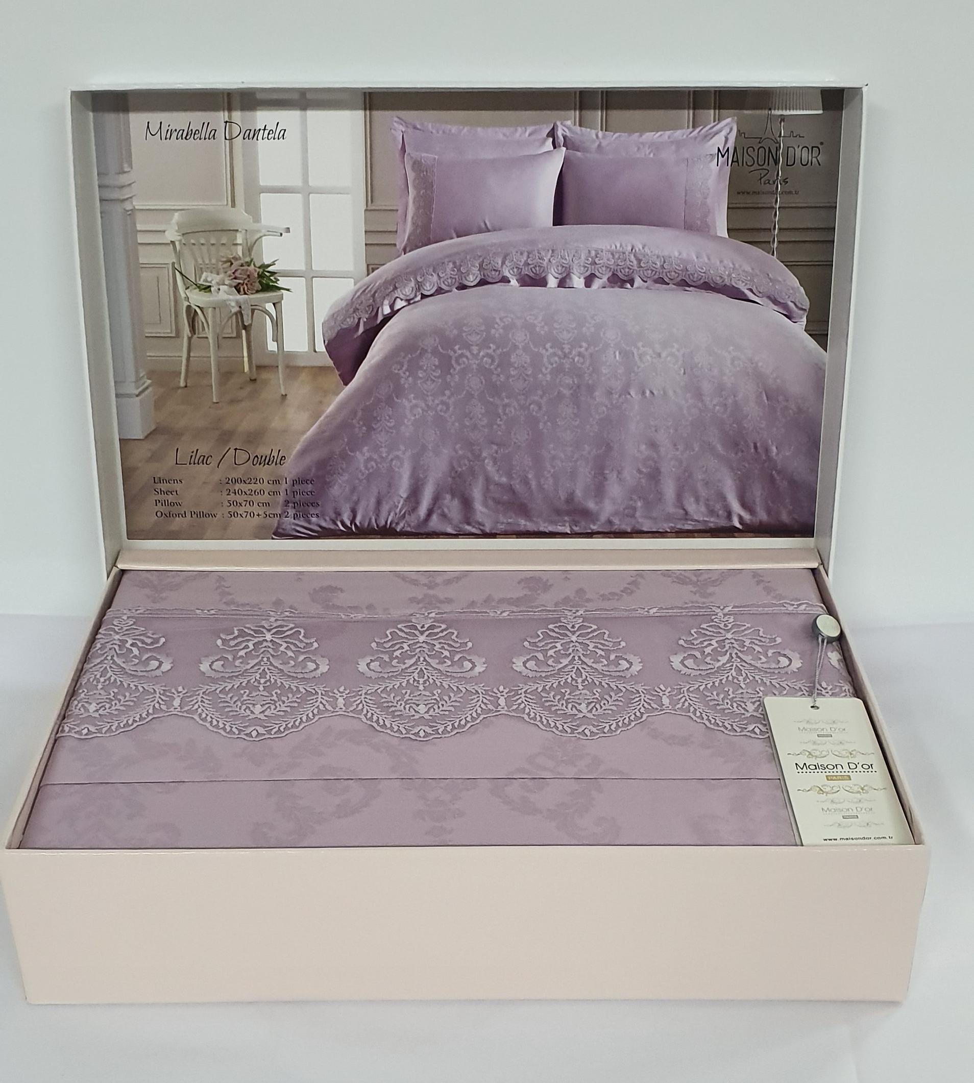 Комплект постельного белья Maison D'or с кружевом 200x220 Mirabella Dantela Lilac (02MD200220SMirDantela12)