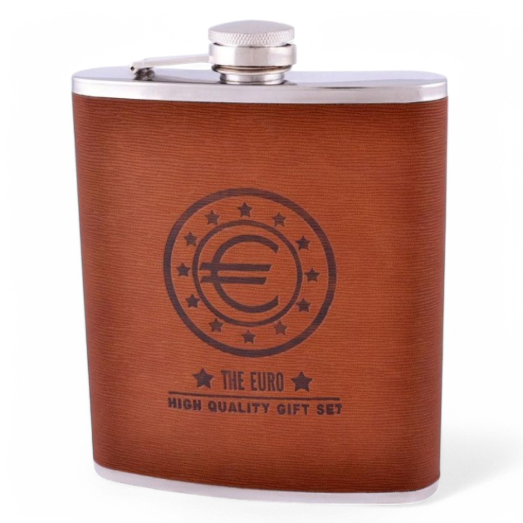 Фляга Евро-18 в коже 18oz 532 мл из нержавеющей стали (F_Евро-18)