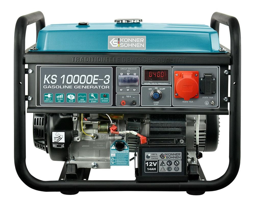 Генератор бензиновый Konner&Sohnen KS 10000E-3 400В 7,5-8,0 кВт