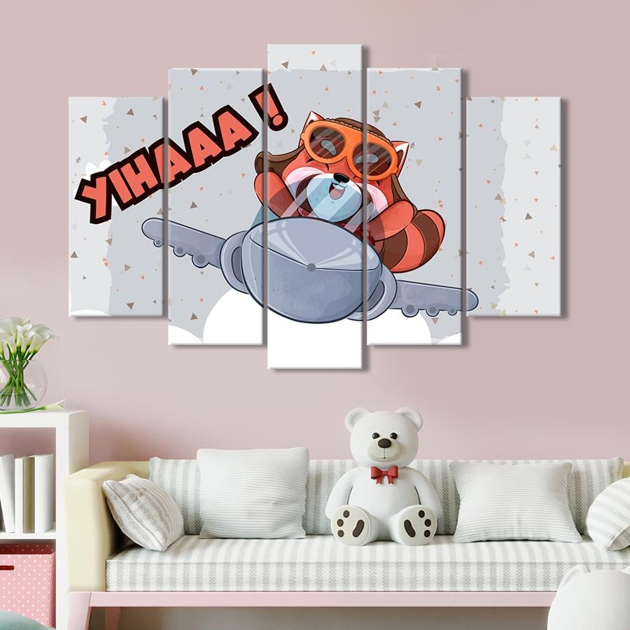 Картина в детскую комнату Маленький енот-летчик 112x68 см (A1381-5)