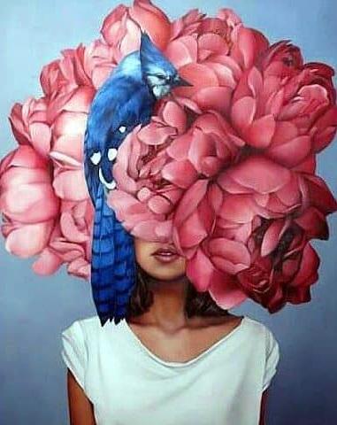 Алмазная мозаика My Art Девушка-цветок и попугай на подрамнике квадратные алмазы 40х50 см (12156125)