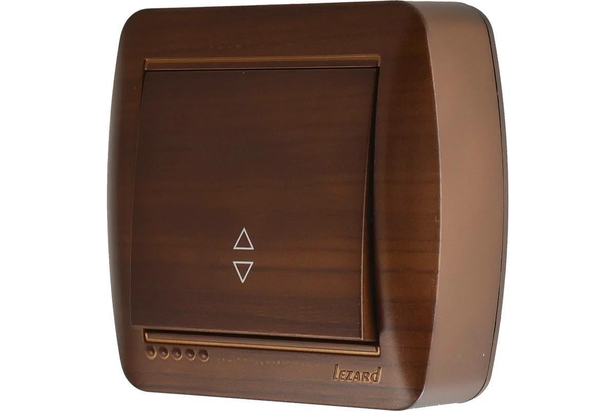 Выключатель одноклавишный проходной Lezard Demet 711-0500-105 Античный махагон (27551569)