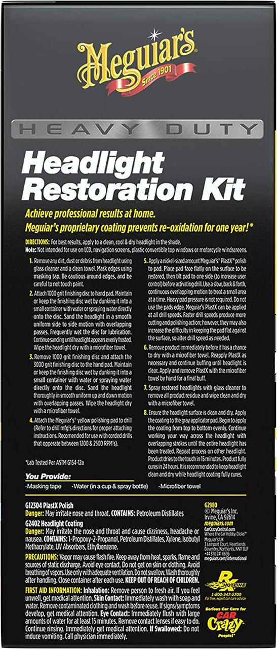 Набір для абразивного відновлення та захисту фар Meguiar's Heavy Duty Headlight Restoration Kit (683080949) - фото 3