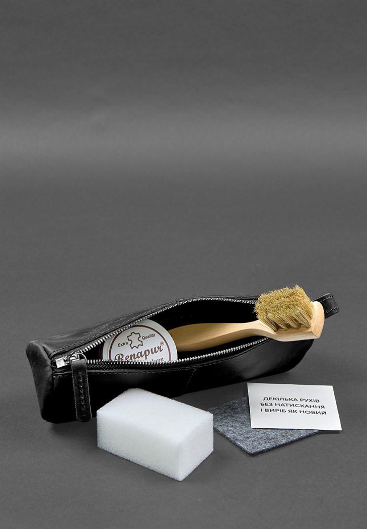 Набор для ухода за кожаными изделиями в кожаном чехле Черный (A-028350) - фото 4