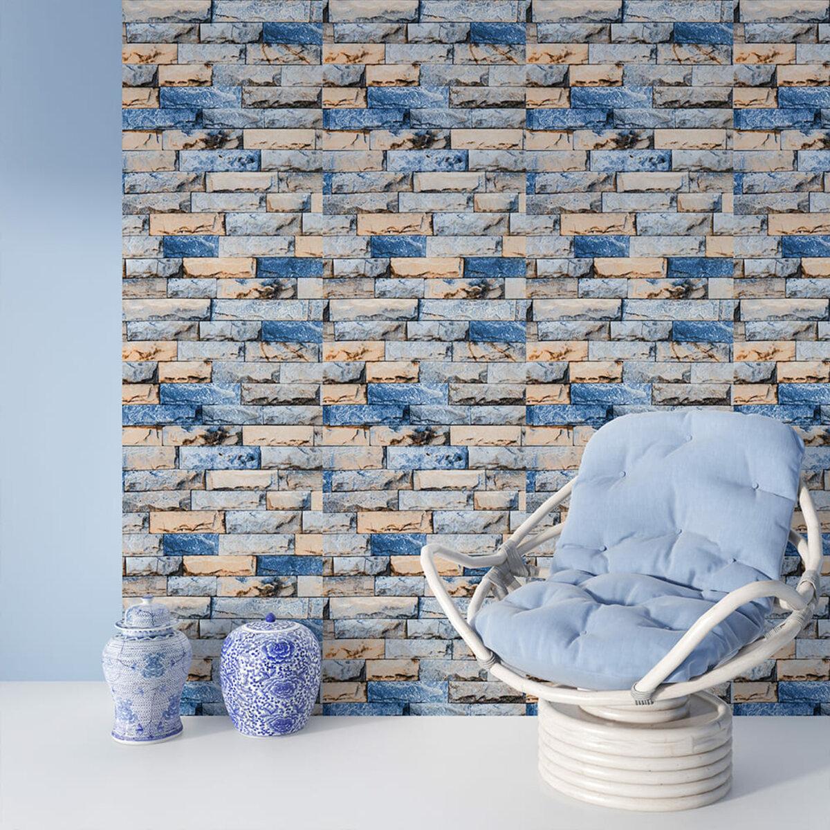 Шпалери самоклеючі Цегла Катиринославська D 2800х500х1,5 мм Синьо-жовтий (SW-00001785)