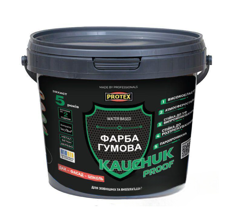 Краска высокоэластичная Protex KAUCHUK proof Water Based 3,2 кг Белый RAL 9003 (3014750966)