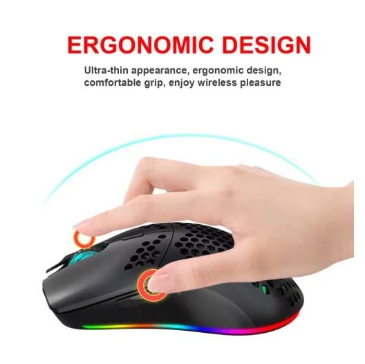 Миша бездротова ігрова з бічними кнопками з аккумулятором і підсвіткою Black (SM600) - фото 2