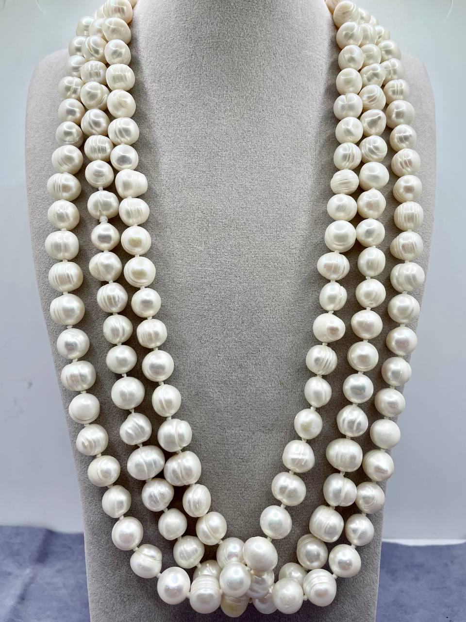 Бусы жемчуга 10 мм 180 см Белый (1643)