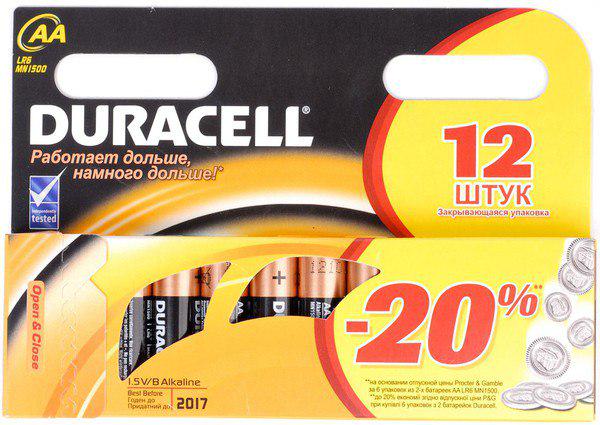 Батарейки Duracell AA LR06 MN1500 щелочные 12 шт.