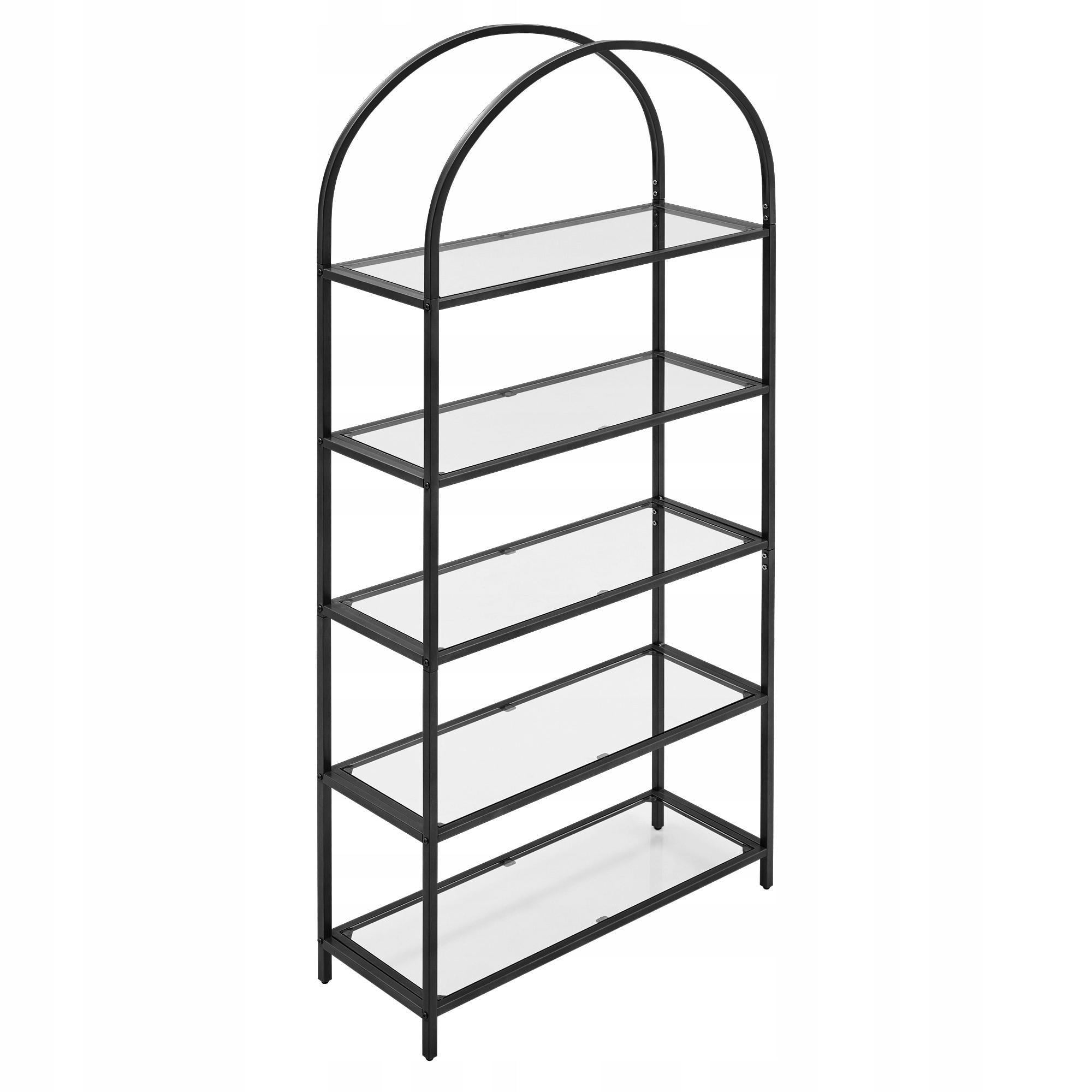 Стеллаж многоуровневый со стеклянными полками Songmics Vasagle Black (LGT050B61)