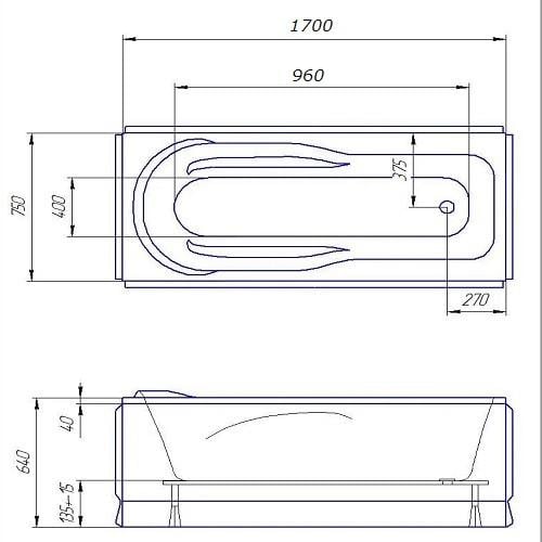 Ванна акрилова Redokss San BERGAMO 1700х750 мм - фото 2 Ванна акрилова Redokss San BERGAMO 1700х750 мм - фото 2
