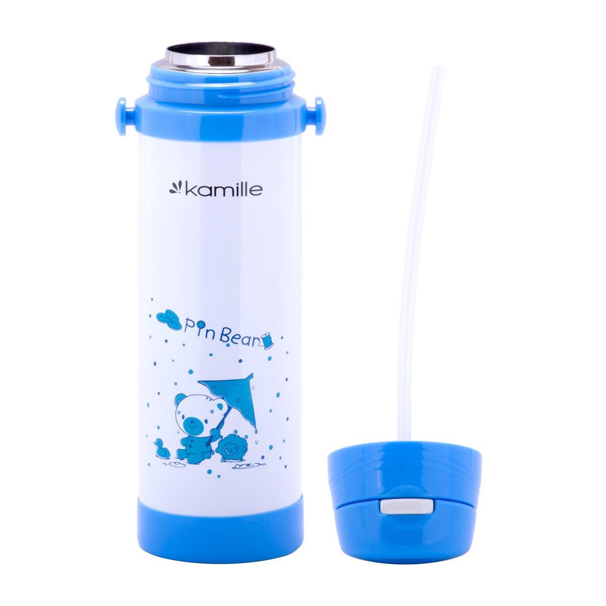 Термопляшка дитяча з ремінцем та трубочкою для пиття Kamille KM-2086 з нержавіючої сталі 500 мл Синій (150-84-2086) - фото 4 Термопляшка дитяча з ремінцем та трубочкою для пиття Kamille KM-2086 з нержавіючої сталі 500 мл Синій (150-84-2086) - фото 4
